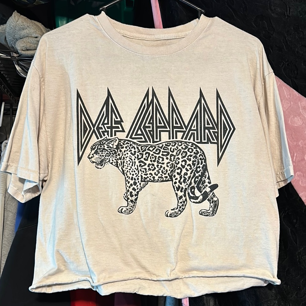 Cream Crop Top with Graphic Design